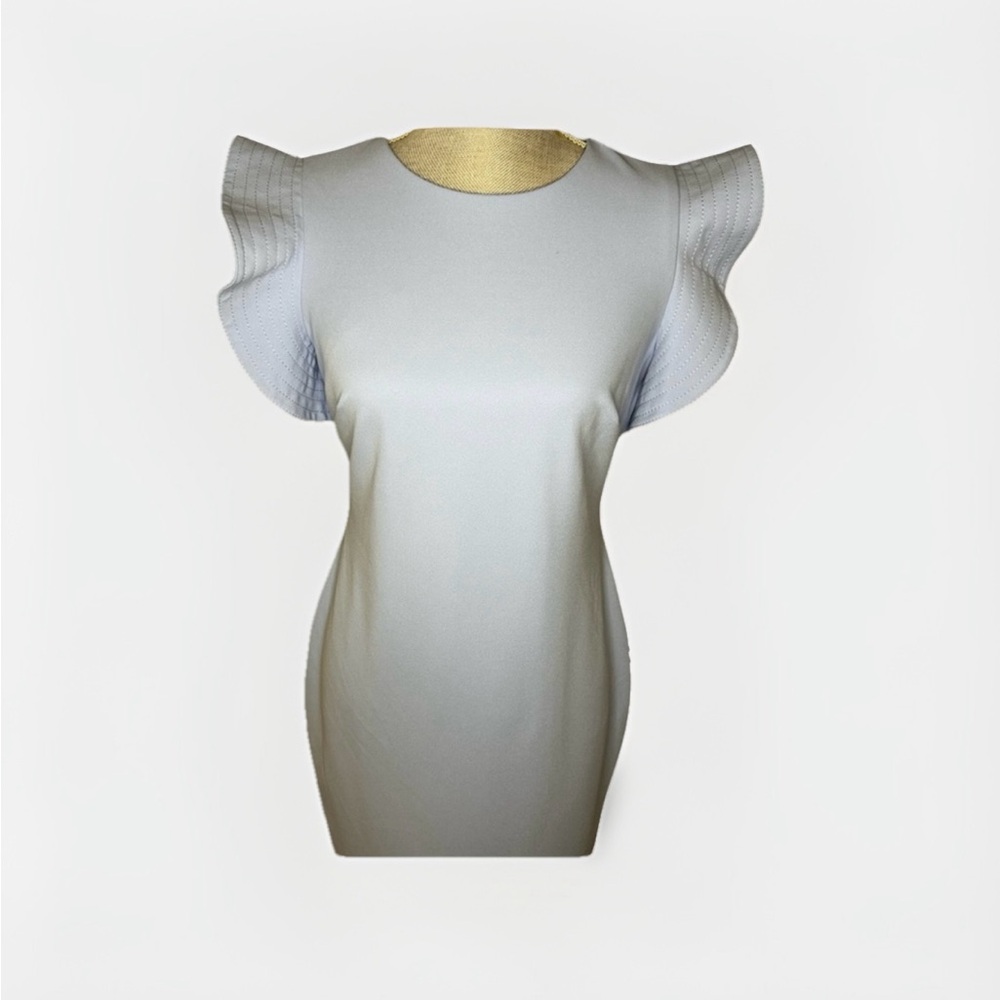 Women’s Elegant Light Dusty Blue Ruffle Sleeve Calvin Klein Dress size 6